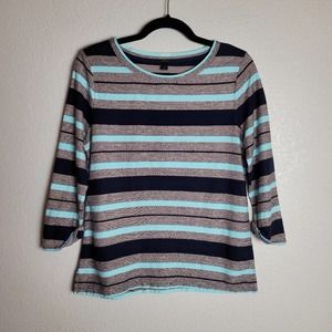 J. Crew Reverse Jacquard Stripe Sleeve Top